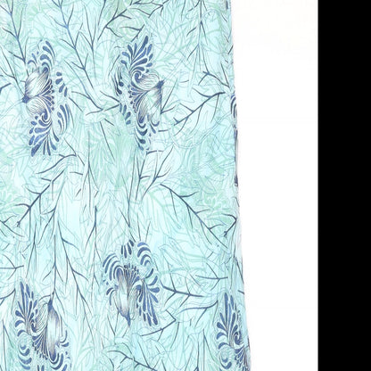 Cotswold Collections Womens Blue Geometric Linen A-Line Skirt Size 14 Zip