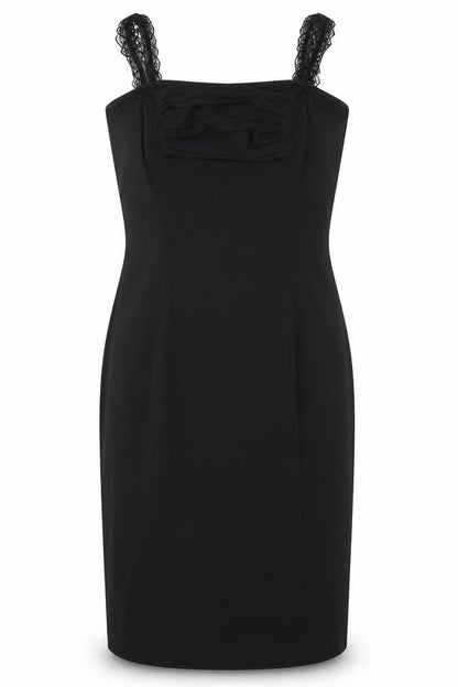 NAF NAF Womens Black Polyester Pencil Dress Size 12 Square Neck Zip