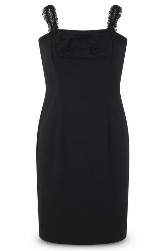 NAF NAF Womens Black Polyester Pencil Dress Size 12 Square Neck Zip
