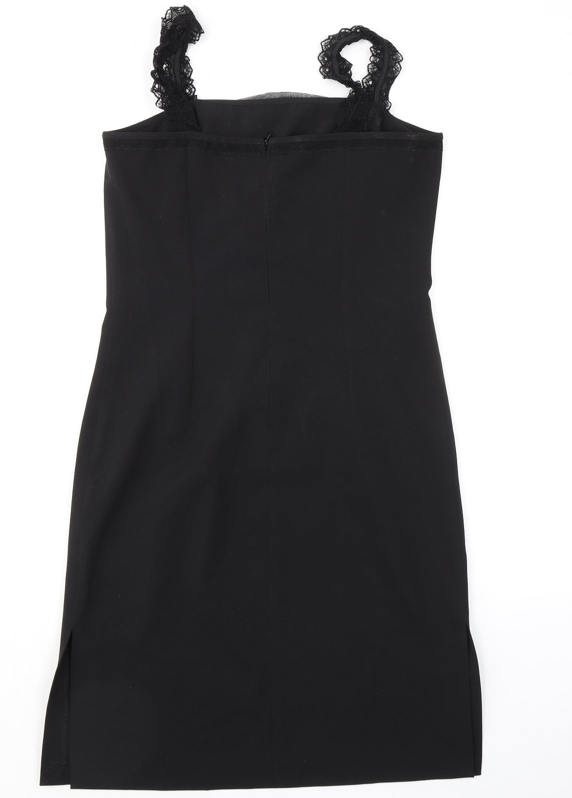 NAF NAF Womens Black Polyester Pencil Dress Size 12 Square Neck Zip