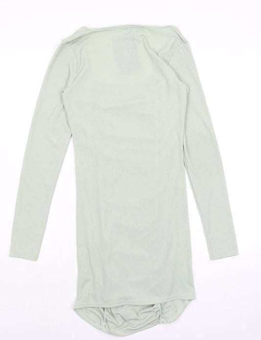 PRETTYLITTLETHING Womens Green Polyester A-Line Size 14 Square Neck Pullover