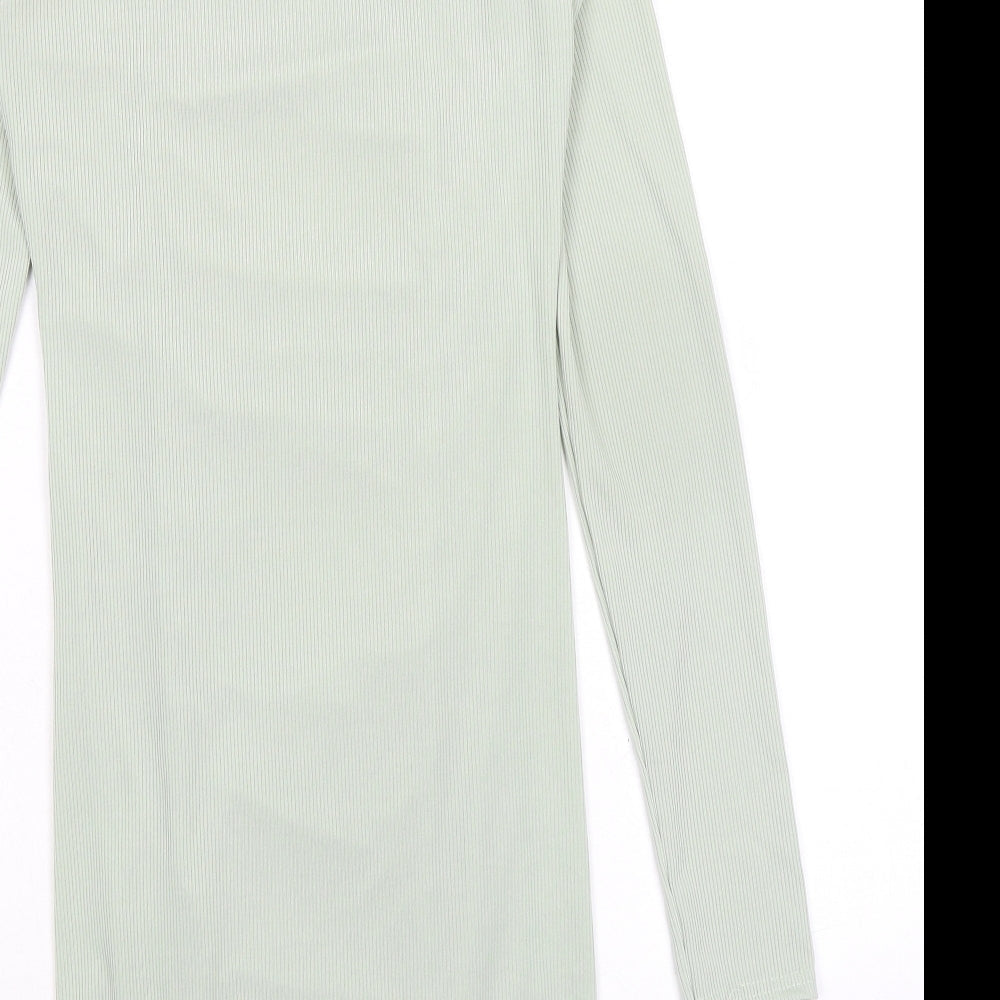 PRETTYLITTLETHING Womens Green Polyester A-Line Size 14 Square Neck Pullover