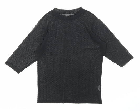 Womens UK Size 8 River Island Black Basic T-Shirt