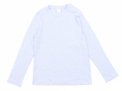 Marks and Spencer Girls Purple Cotton Basic T-Shirt Size 9-10 Years Round Neck Pullover