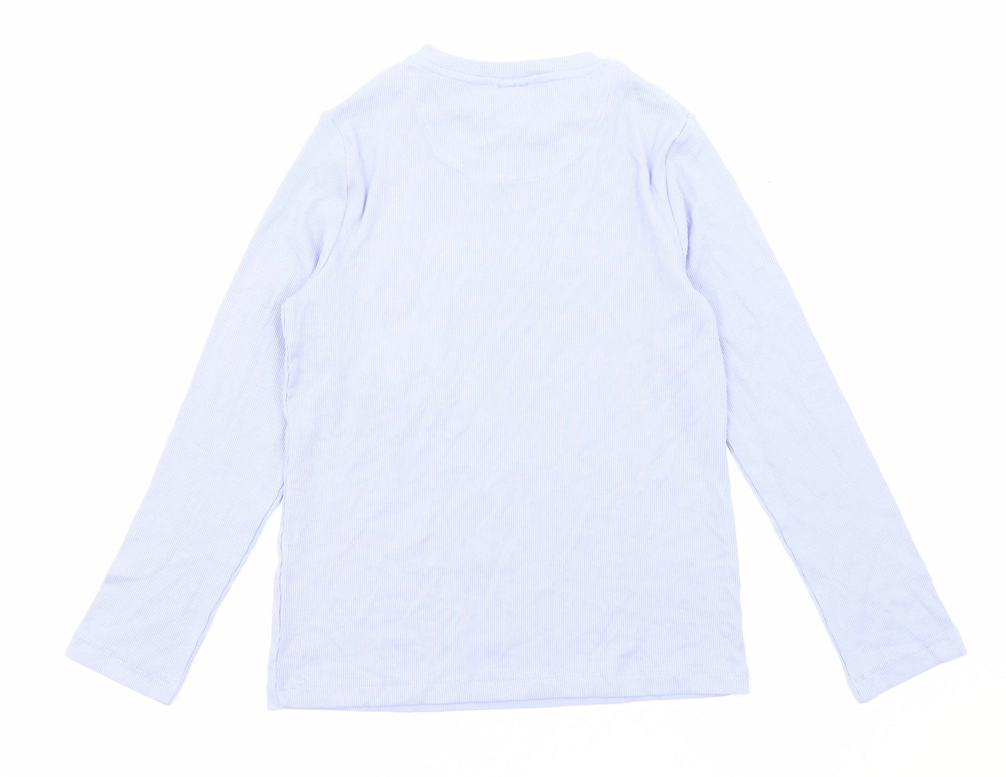 Marks and Spencer Girls Purple Cotton Basic T-Shirt Size 9-10 Years Round Neck Pullover