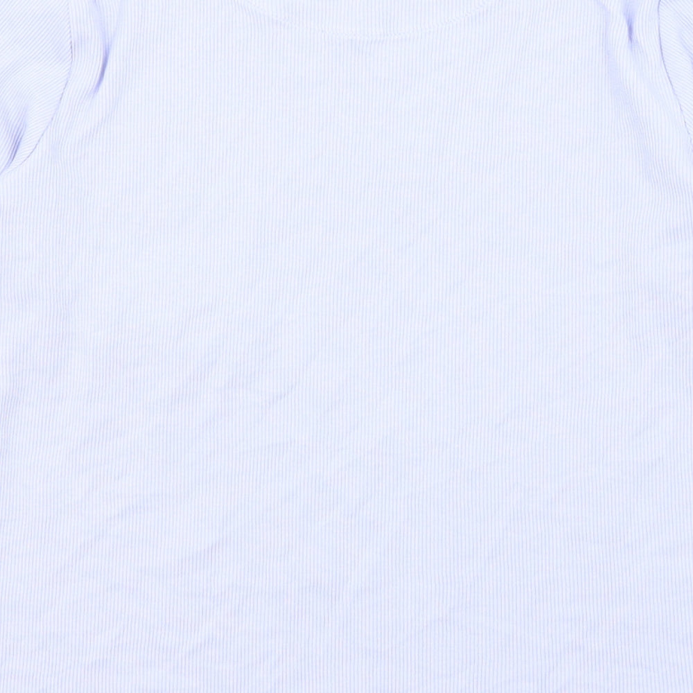 Marks and Spencer Girls Purple Cotton Basic T-Shirt Size 9-10 Years Round Neck Pullover