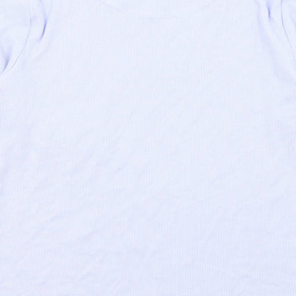 Marks and Spencer Girls Purple Cotton Basic T-Shirt Size 9-10 Years Round Neck Pullover