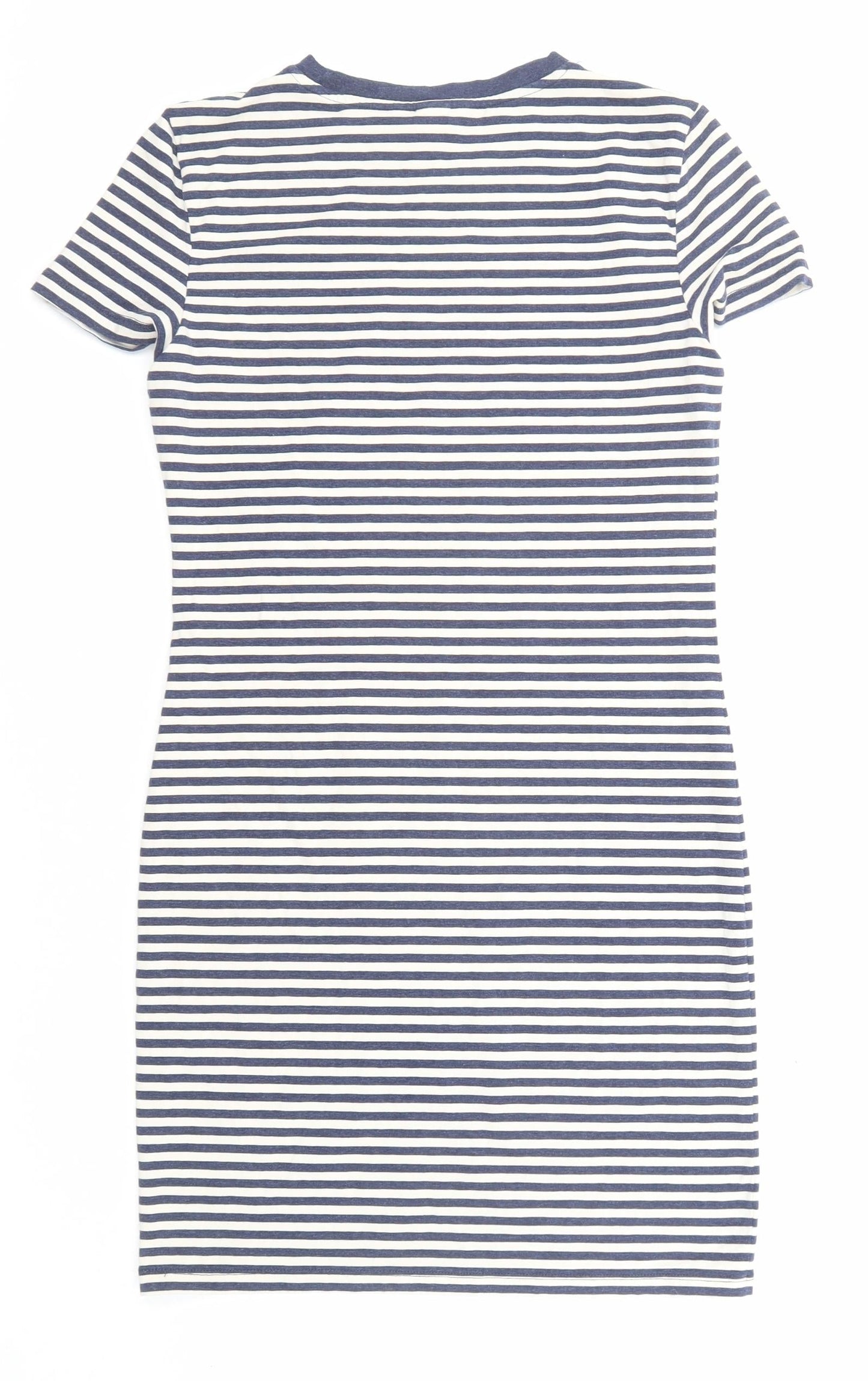 H&M Womens Blue Striped Polyester Shirt Dress Size S Crew Neck Pullover