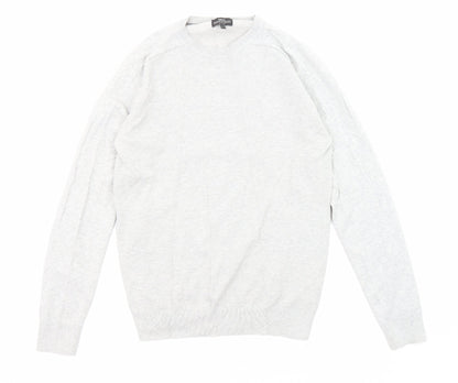 NEXT Mens Grey Round Neck Cotton Pullover Jumper Size S Long Sleeve