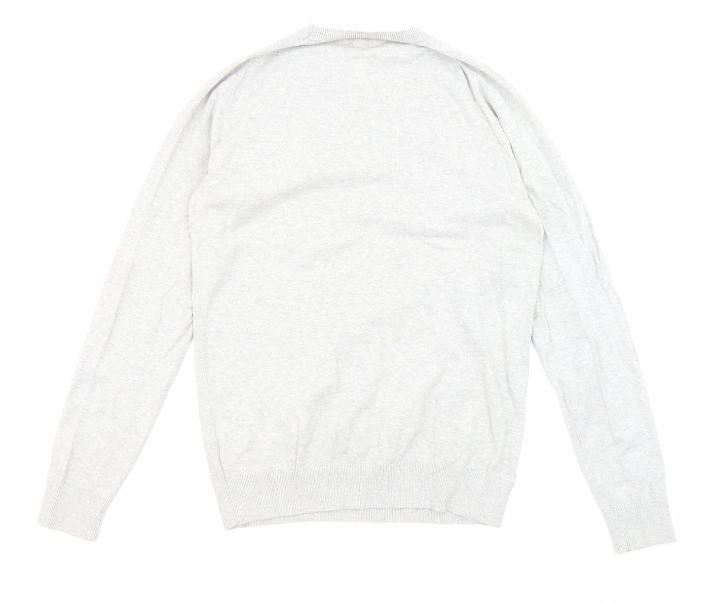 NEXT Mens Grey Round Neck Cotton Pullover Jumper Size S Long Sleeve