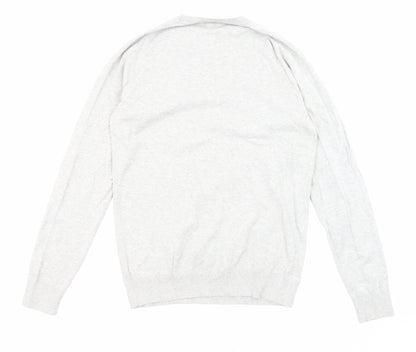 NEXT Mens Grey Round Neck Cotton Pullover Jumper Size S Long Sleeve