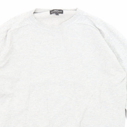 NEXT Mens Grey Round Neck Cotton Pullover Jumper Size S Long Sleeve