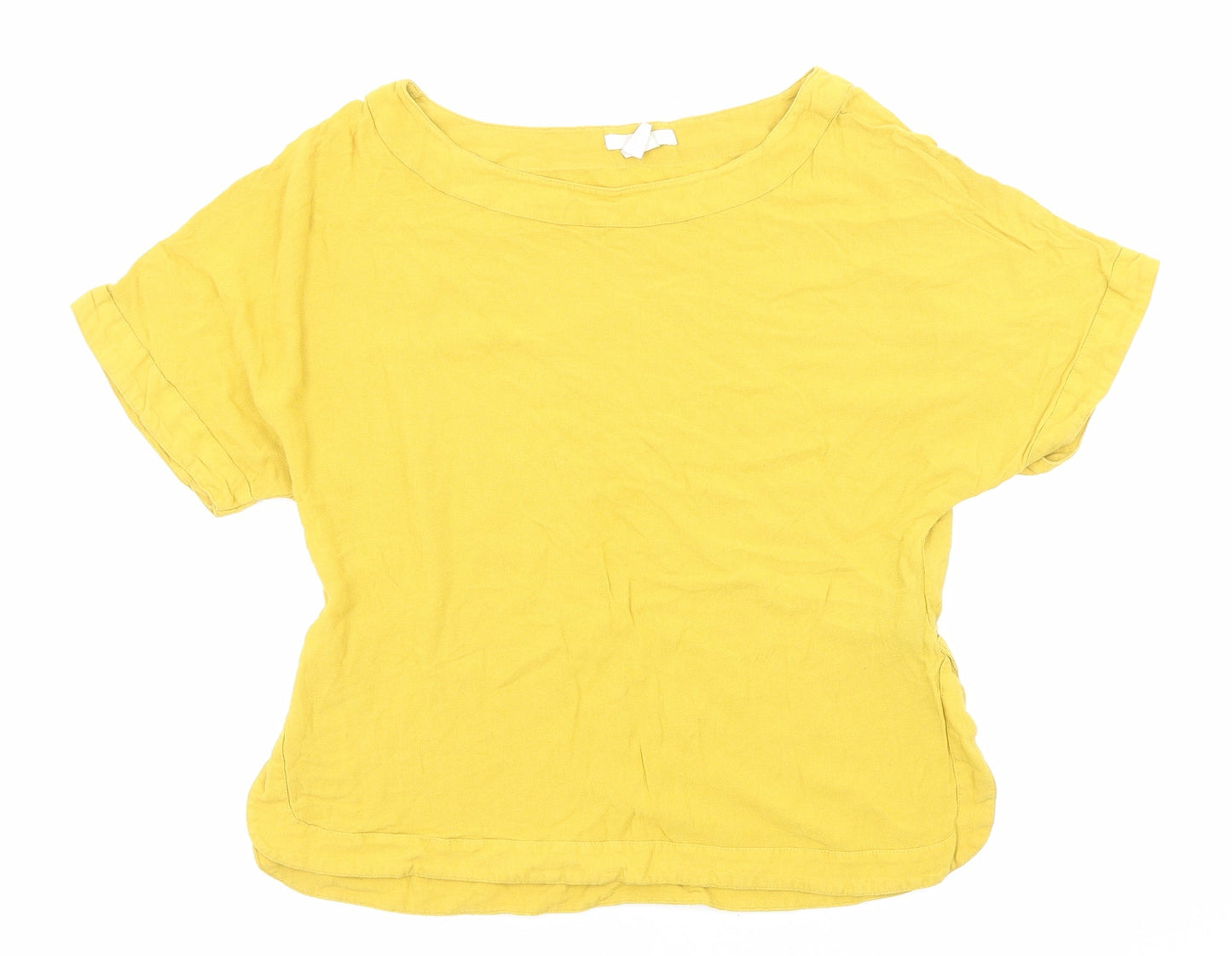 Womens UK Size 4 H&M Yellow Basic T-Shirt