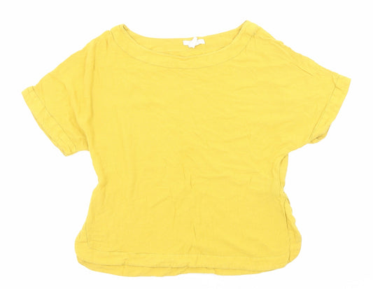 Womens UK Size 4 H&M Yellow Basic T-Shirt