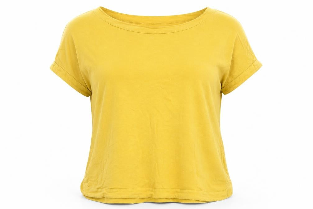 Womens UK Size 4 H&M Yellow Basic T-Shirt