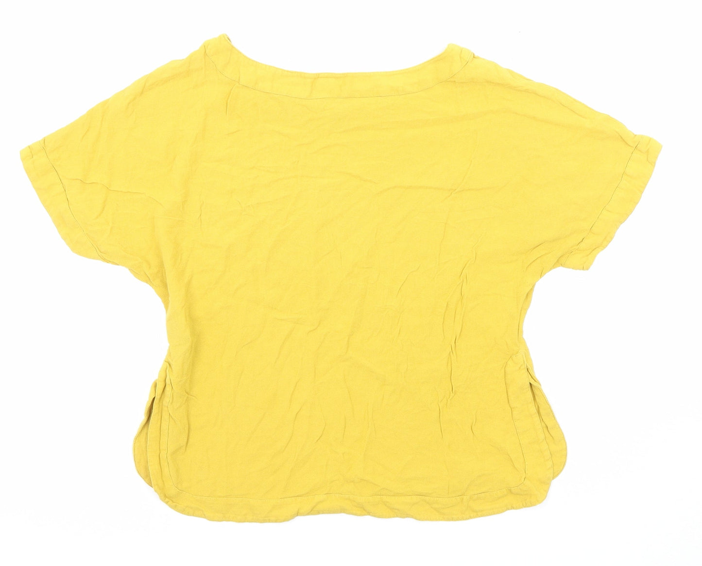 Womens UK Size 4 H&M Yellow Basic T-Shirt