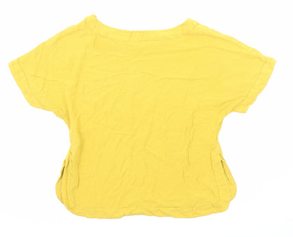 Womens UK Size 4 H&M Yellow Basic T-Shirt