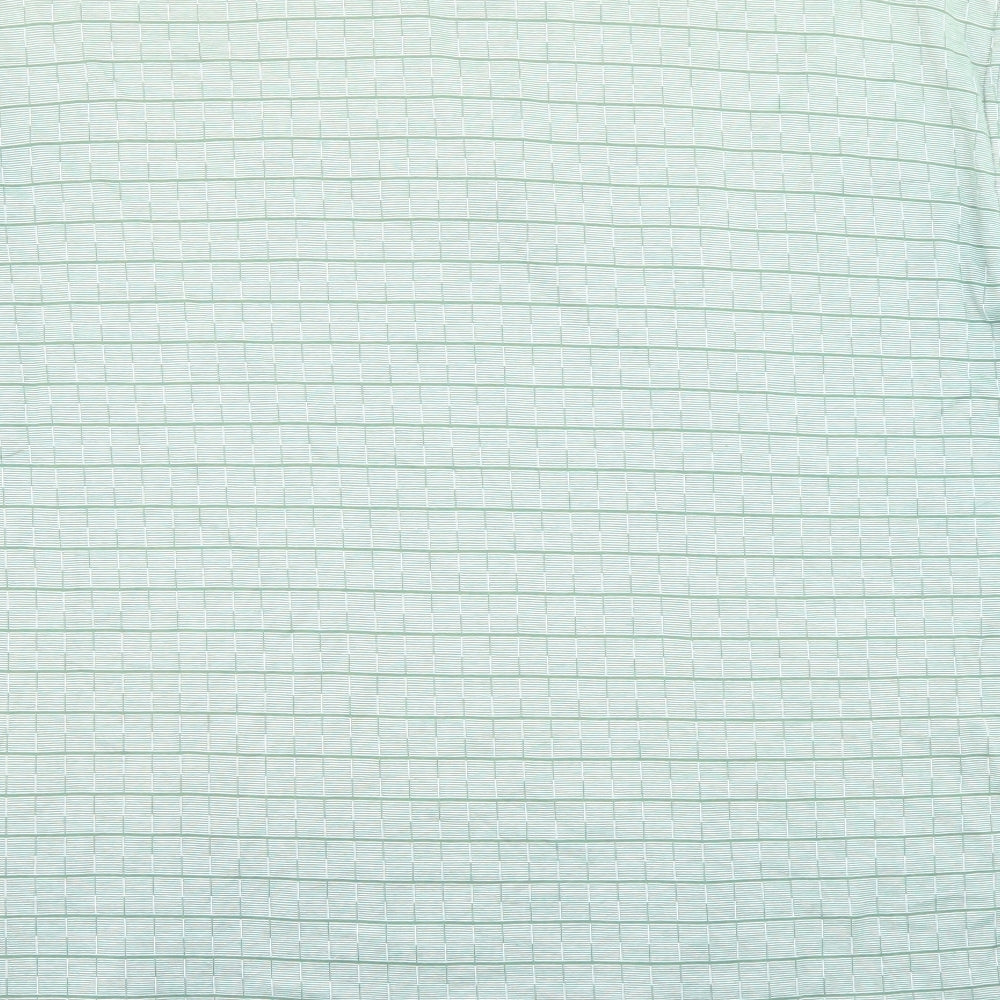 Grant Thomas Mens Green Striped Cotton Polo Size M Collared Button