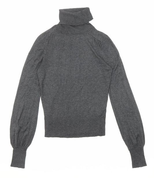 New Look Womens Grey Roll Neck Viscose Pullover Jumper Size 12