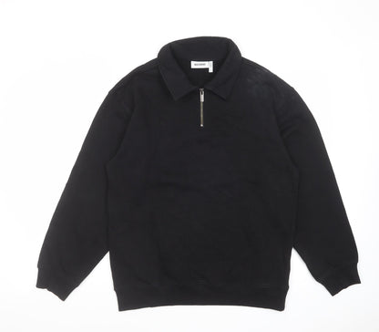 Weekday Mens Black Cotton Henley Sweatshirt Size S - 1/4 Zip