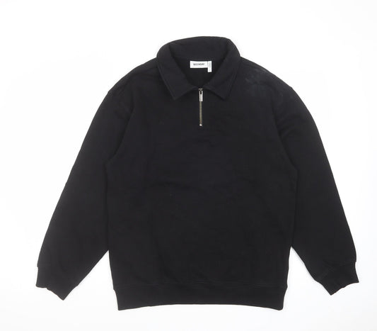 Weekday Mens Black Cotton Henley Sweatshirt Size S - 1/4 Zip