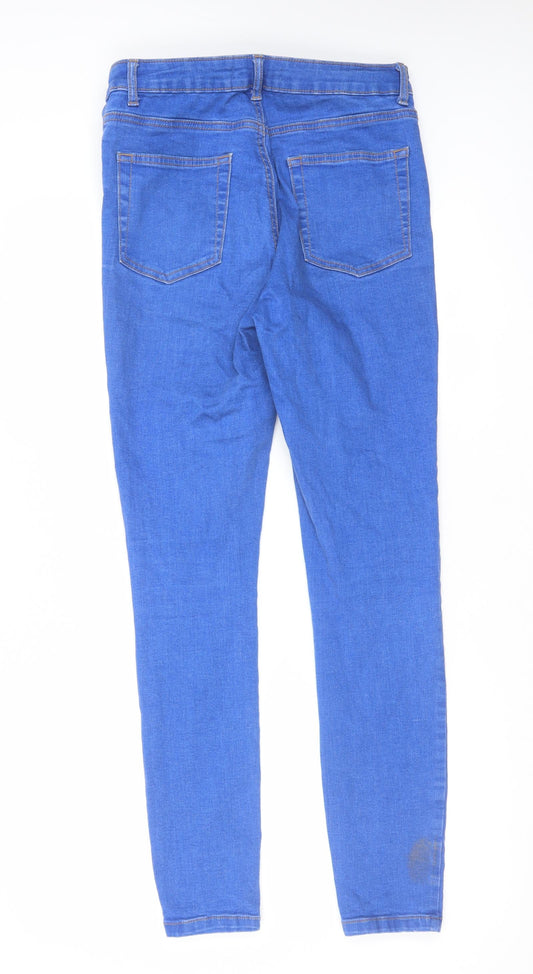 Denim & Co. Womens Blue Cotton Straight Jeans Size 12 L30 in Regular Zip