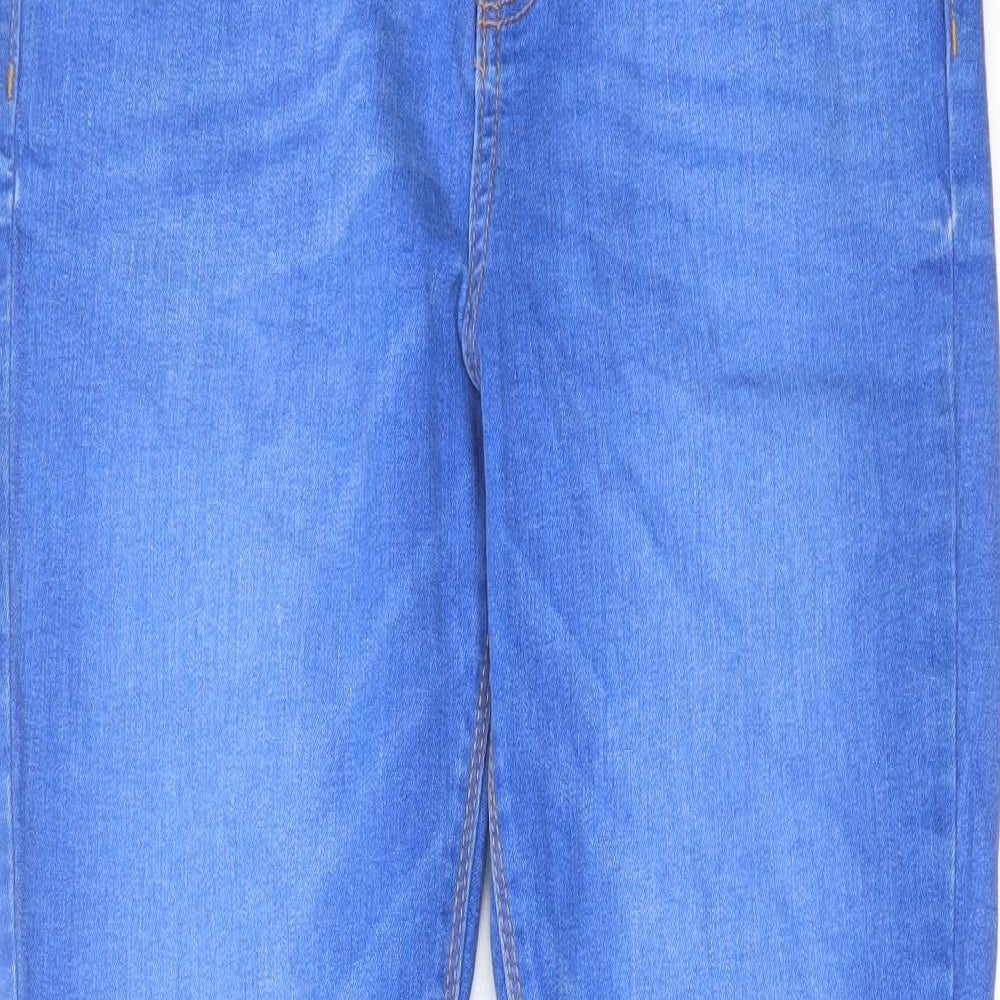 Denim & Co. Womens Blue Cotton Straight Jeans Size 12 L30 in Regular Zip