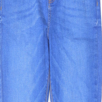 Denim & Co. Womens Blue Cotton Straight Jeans Size 12 L30 in Regular Zip