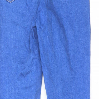 Denim & Co. Womens Blue Cotton Straight Jeans Size 12 L30 in Regular Zip