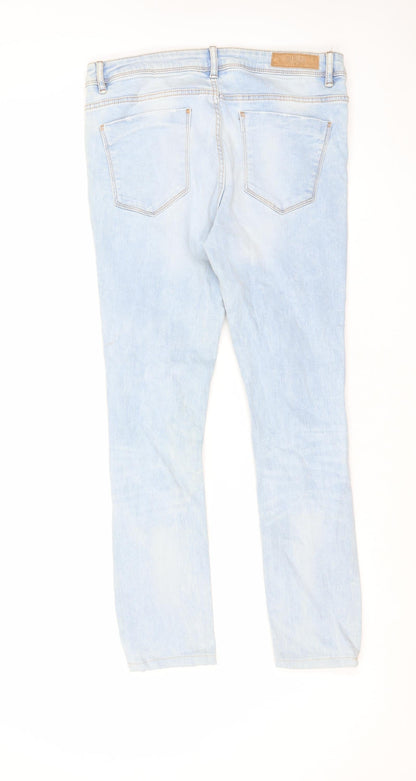 Zara Womens Blue Cotton Straight Jeans Size 12 L26 in Regular Zip