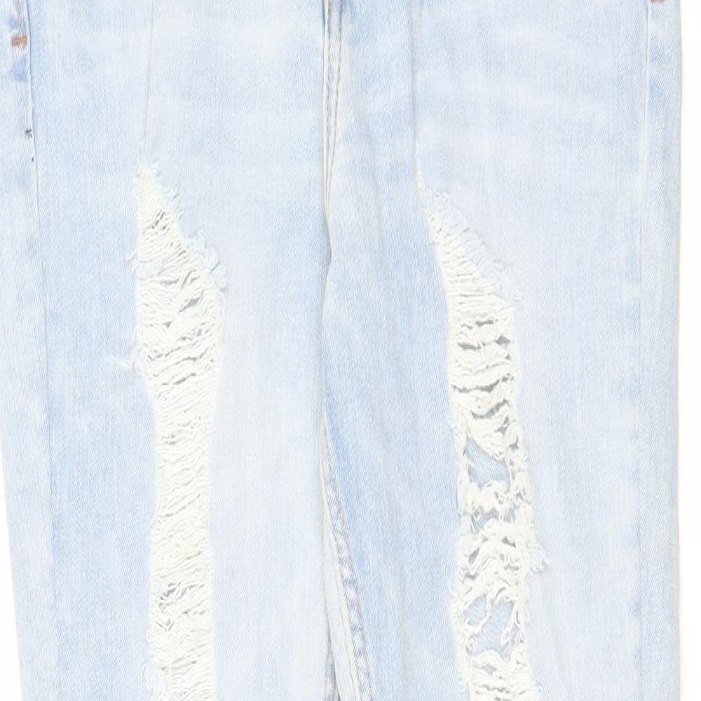Zara Womens Blue Cotton Straight Jeans Size 12 L26 in Regular Zip