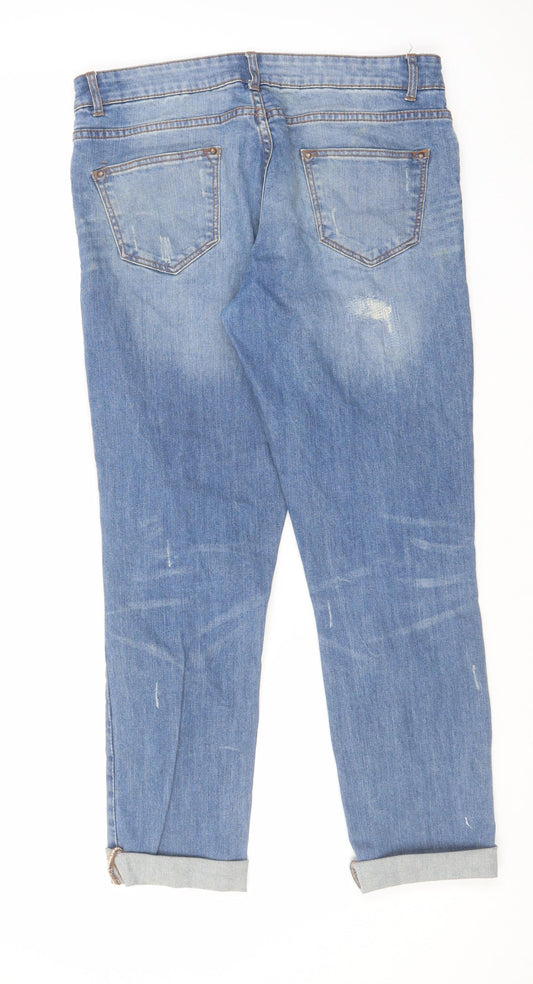 Denim & Co. Womens Blue Cotton Straight Jeans Size 12 L26 in Regular Zip