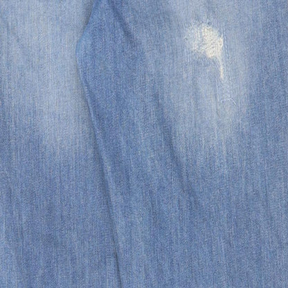 Denim & Co. Womens Blue Cotton Straight Jeans Size 12 L26 in Regular Zip