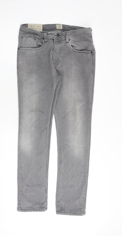 Crafted Mens Grey Cotton Skinny Jeans Size 32 in L30 in Regular Button