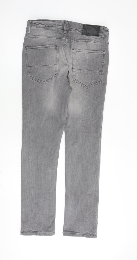 Crafted Mens Grey Cotton Skinny Jeans Size 32 in L30 in Regular Button