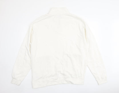 Topman Mens Ivory Cotton Pullover Sweatshirt Size M - Pockets 1/4 Zip Drawstring