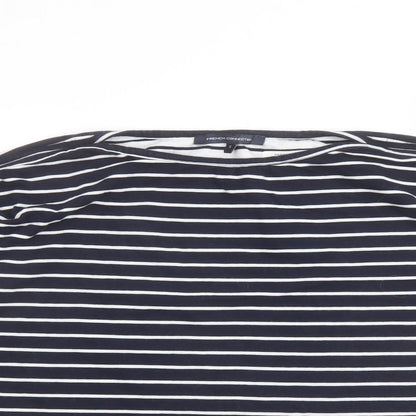 French Connection Womens Blue Striped Cotton Basic T-Shirt Size S Round Neck