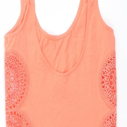 Topshop Womens Orange Cotton Playsuit One-Piece Size 8 Snap - Cut Out Lace Side