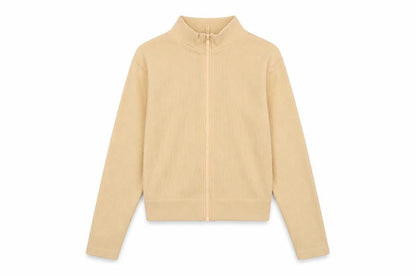 PRETTYLITTLETHING Womens Beige Polyamide Full Zip Sweatshirt Size M Zip