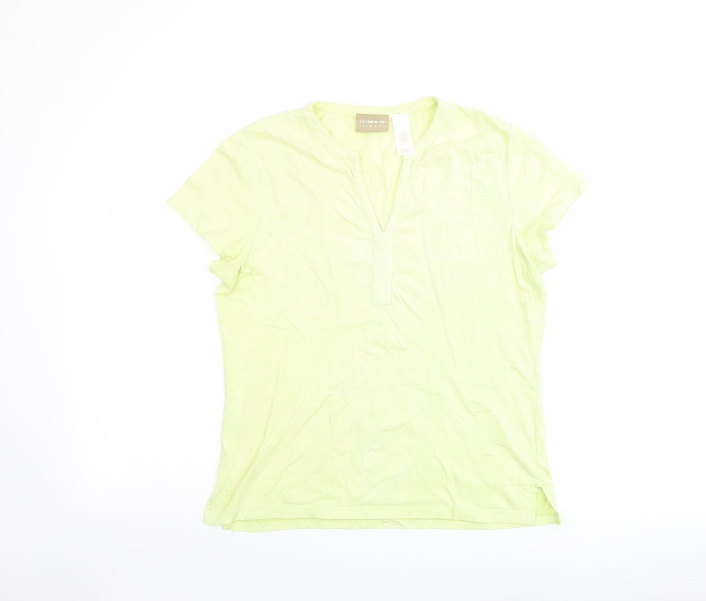 Womens UK Size L Liz Claiborne Green Basic T-Shirt