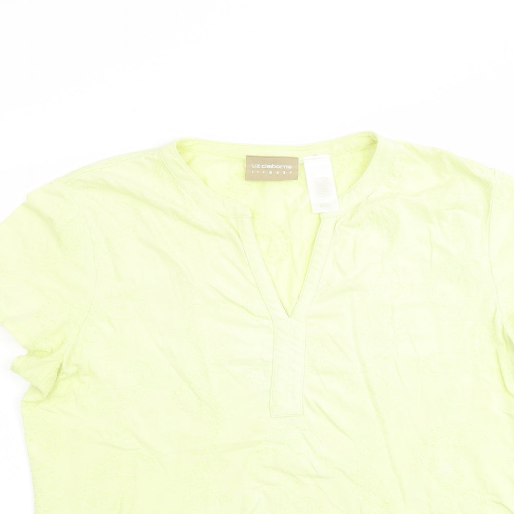 Womens UK Size L Liz Claiborne Green Basic T-Shirt