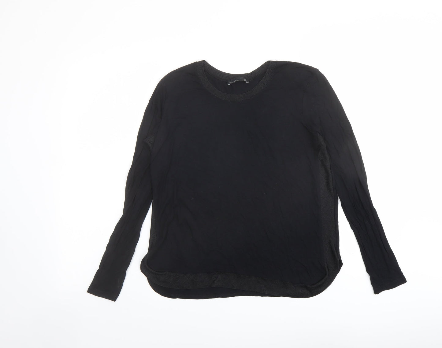 Womens UK Size M Zara Black Basic Blouse