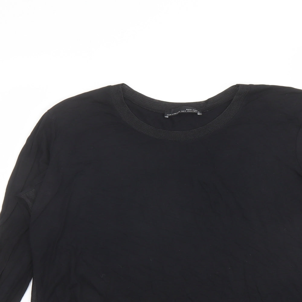 Womens UK Size M Zara Black Basic Blouse