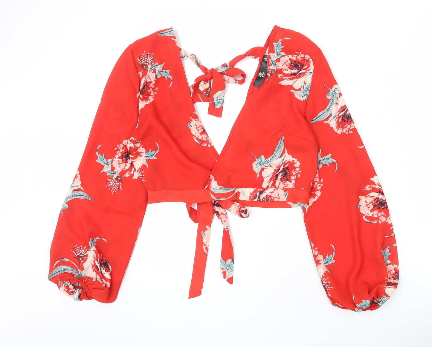 Womens UK Size 12 Missguided Red Cropped Blouse