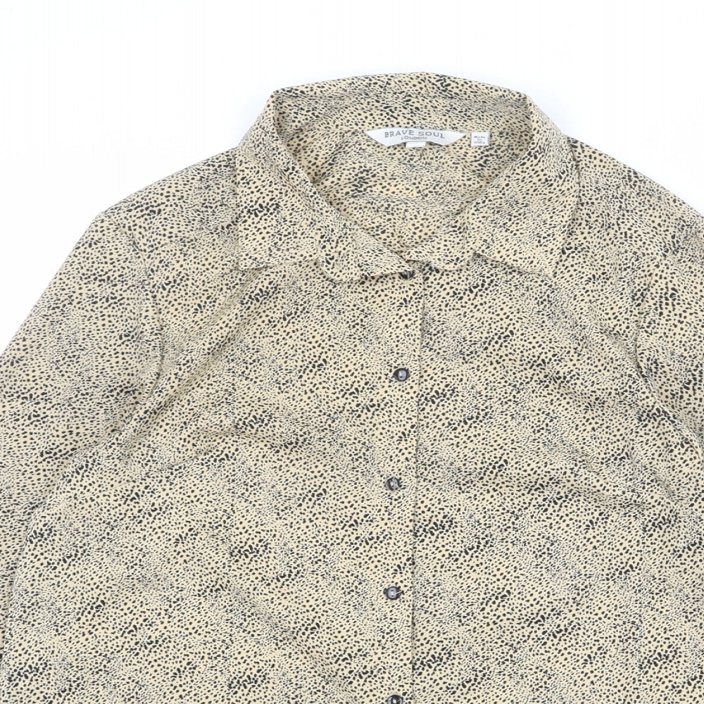 Womens UK Size S Brave Soul Beige Basic Button-Up