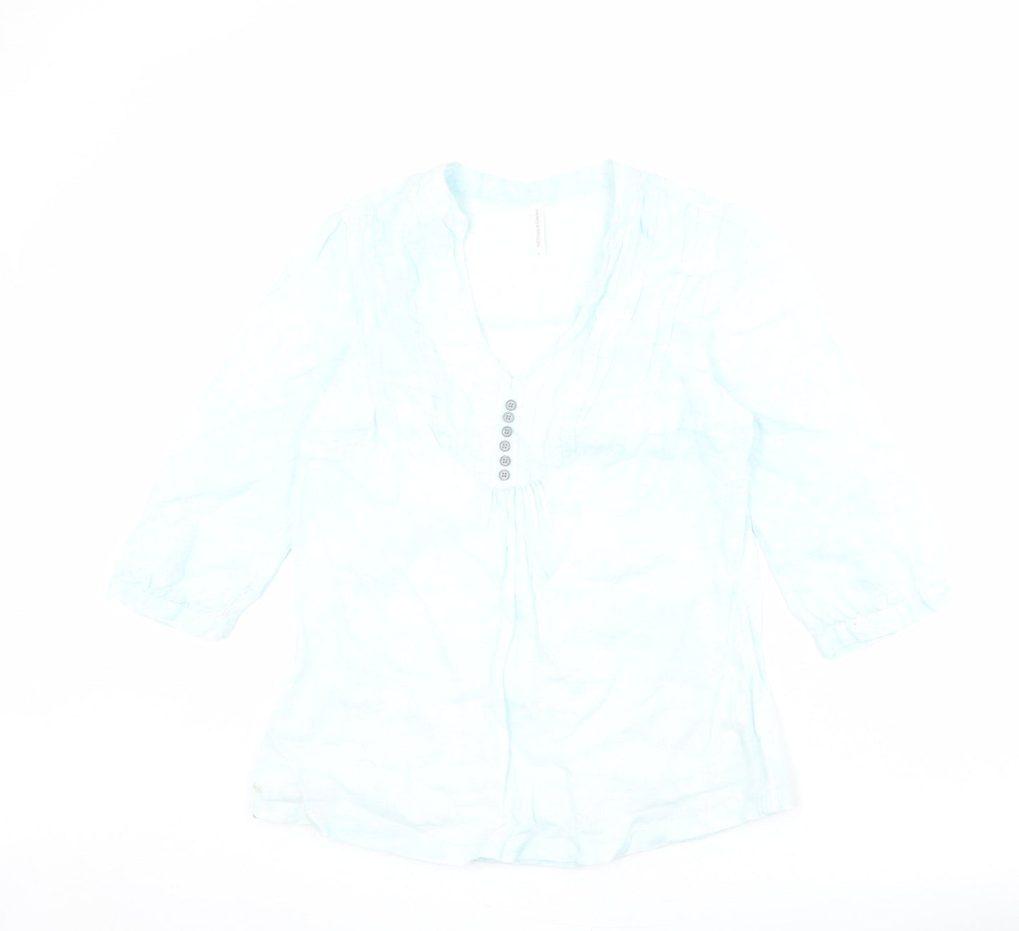 Womens UK Size 10 Marks and Spencer Blue Basic Blouse
