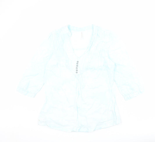 Womens UK Size 10 Marks and Spencer Blue Basic Blouse