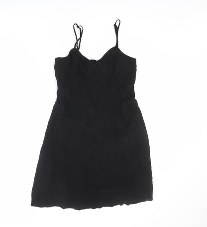 Divided by H&M Womens Black Viscose A-Line Size 12 Sweetheart Tie - Cut Out Back