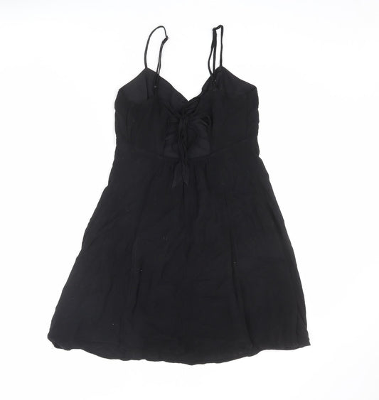 Divided by H&M Womens Black Viscose A-Line Size 12 Sweetheart Tie - Cut Out Back
