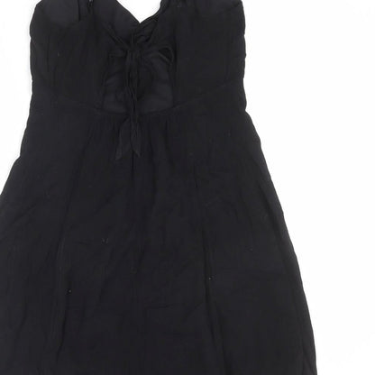 Divided by H&M Womens Black Viscose A-Line Size 12 Sweetheart Tie - Cut Out Back